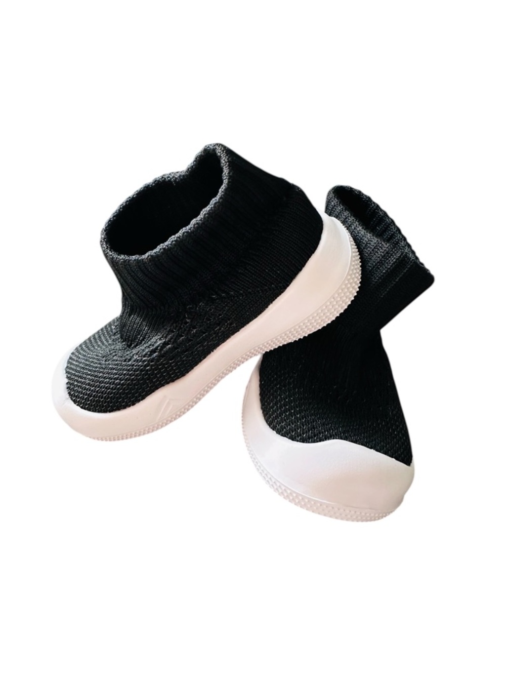 Black Slip-On Toddler Sock Shoes 7-8 Ages 1-3 NEW! - Picture 2 of 8